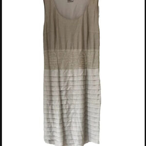 RIANI Linen Sheath Dress Sleeveless Tan Size 10